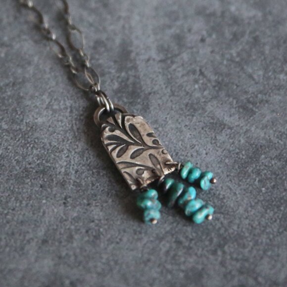Monene Jewelry - Handmade Fine Silver and Sonoran Turquoise Bead Necklace